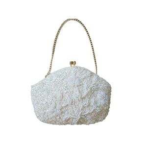 Ivory Cream Beaded with Sequin Mini Evening Handbag
